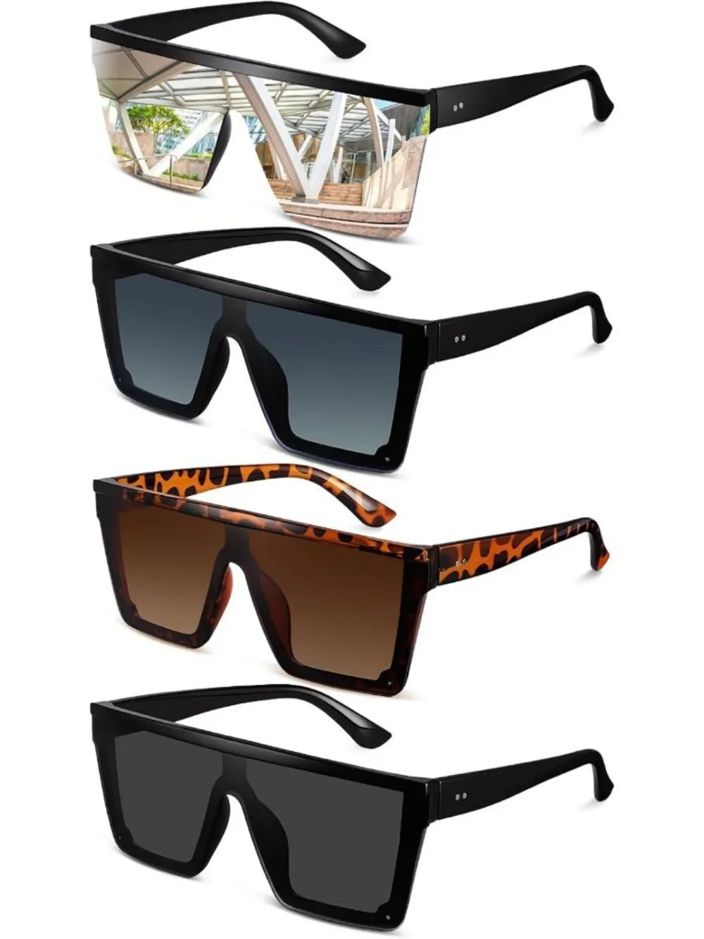 Oversized Square Flat Top Sunglasses for Women & Men - Stylish UV Protection